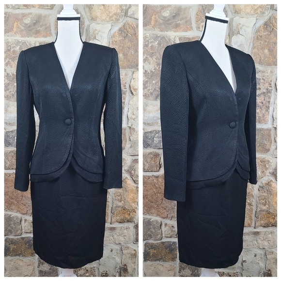 Christian Dior 2 Ribbed Skirt Suit Set Vintage - Picture 1 of 8